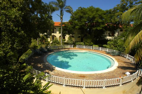 Pool in inner tropical garden courtyard
