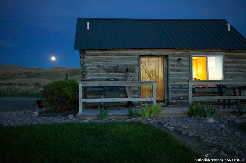 Vintage Log Cabin by Moonlight | Riverfront Cabins on a Private 1400 acre ranch | Twin Bridges, Montana  | Vacation Rentals | Image #1/19 | 