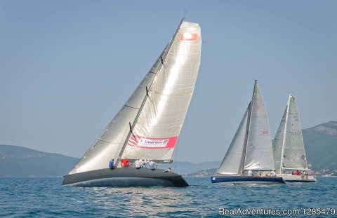 Daytime sailing on Bay of Kotor