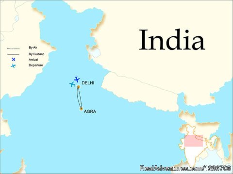 Map Of Same Day Agra Tour