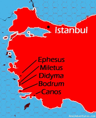 Turkey Sailing Blue Voyages & Blue Cruises: Turkish Coast Map