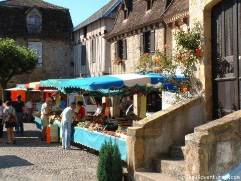 A Dordogne Valley House to Rent in France: Local market in summer