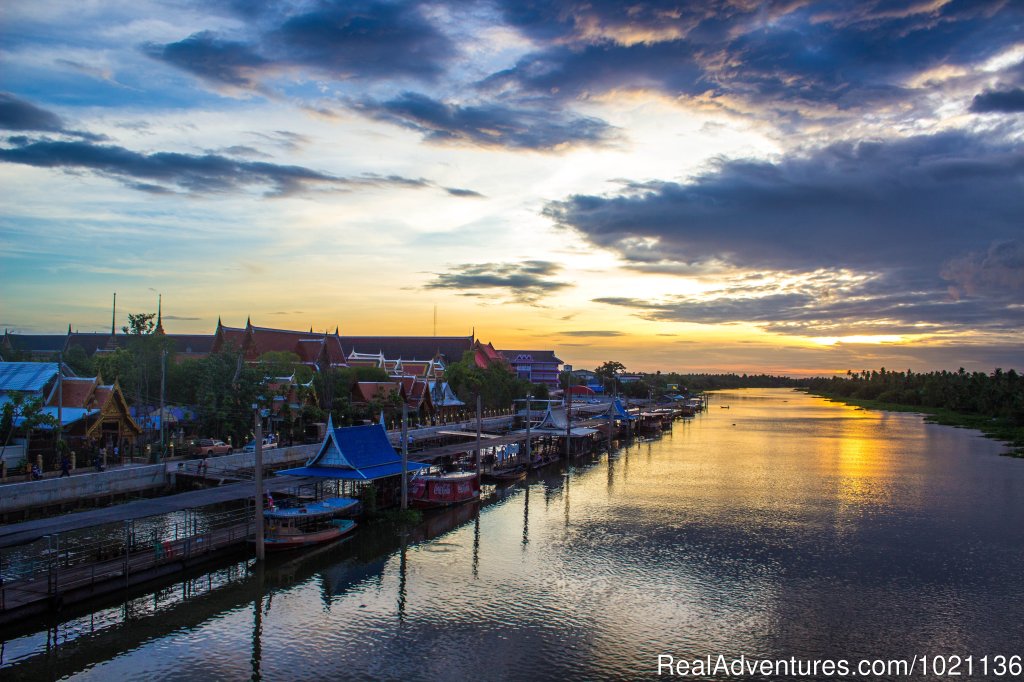 Sunset along one of Bangkok's main waterways | Asian Trails | Bangkok, Thailand | Sight-Seeing Tours | Image #1/8 | 