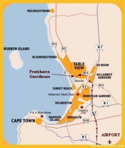 Location Map | PENTZHAVEN GUESTHOUSE B&B Cape Town, South Africa | Image #9/9 | 