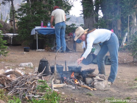 Horseback riding in the Tetons & Yellowstone Park: Good old-fashioned campfire cooking!