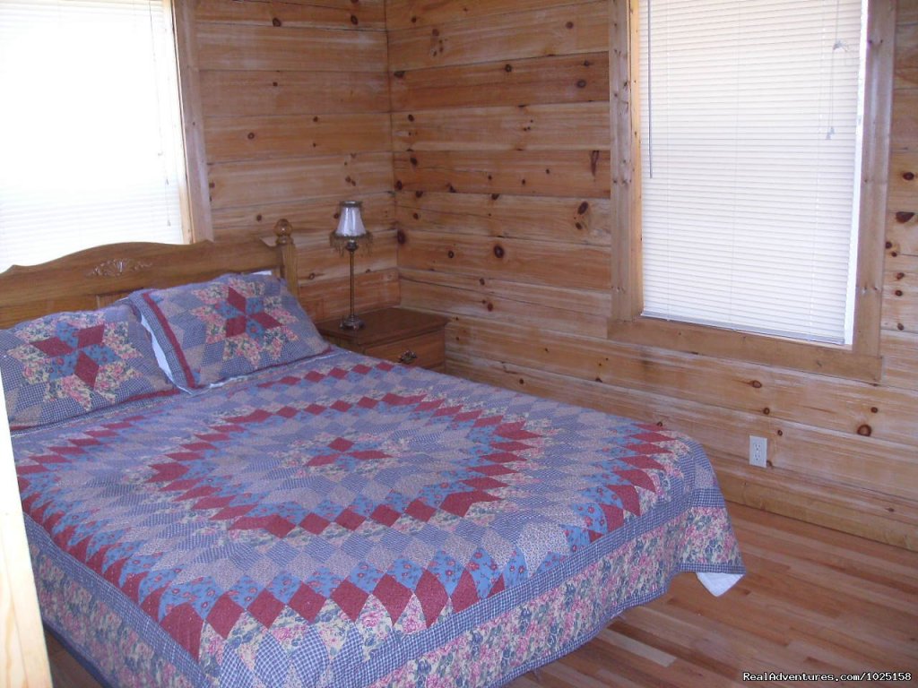 Bedroom 1 - Queen Bed | Way Away Log Cabin w/ Hot Tub & View of Smoky Mtns | Image #2/3 | 