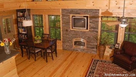 Brand New Luxury Log Cabins in Blue Ridge Mountain: Great Room and Dining Area