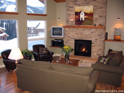 Stone Hearth in Living Room | Luxury Chalet at World-Class Resort | Image #2/11 | 