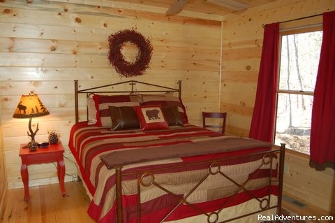 Luxury Cabin, FREE Night, Firepit, Mtn Views, NEW: Main level bedroom -queen pillow top.