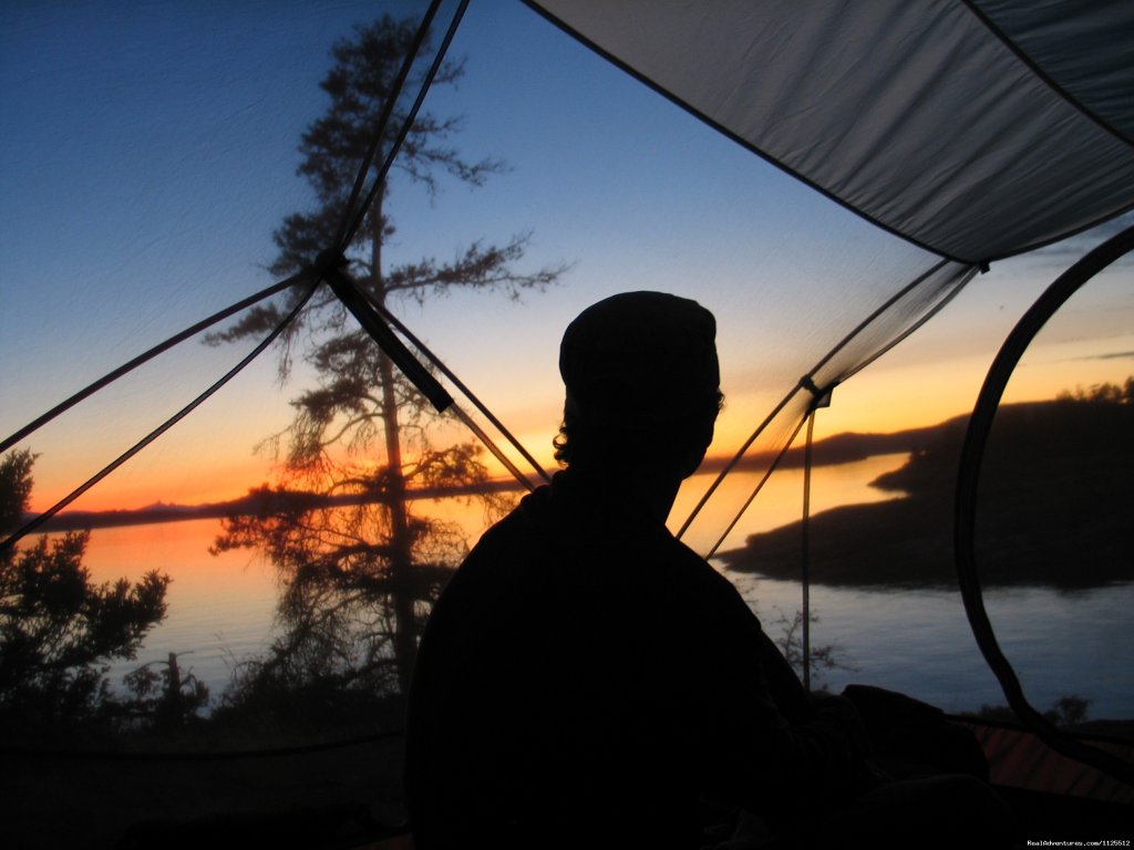 Sunset from the tent | Sea Kayak Tours Desolation Sound, British Columbia | Image #20/25 | 