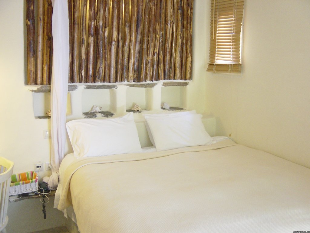 MAIN BEDROOM WITH DOUBLE BED | Live Your Myth In Mykonos At Ranias Apartments | Image #4/22 | 