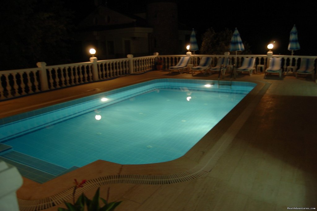 Illuminated Pool at Night | Large Turkey Vacation Villa with Private Pool | Image #17/20 | 