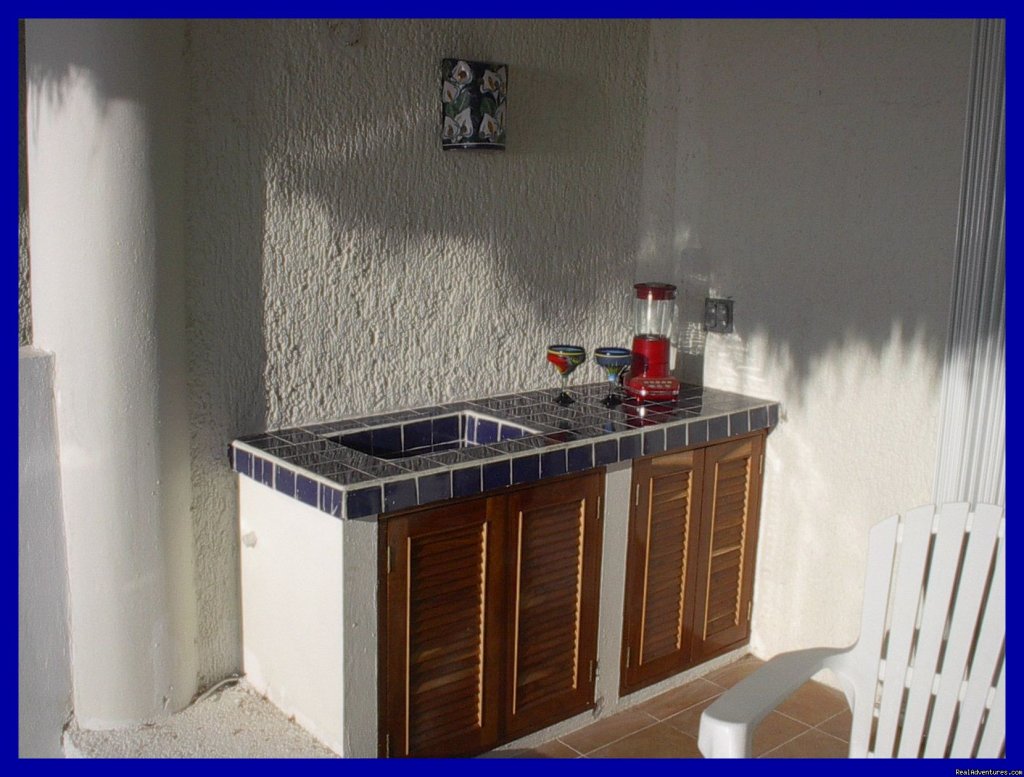 Balcony countertop with icing station! | Playa del Carmen Condo Vacation Rental Casita Azul | Image #6/9 | 