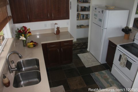 Kitchen view wit quartz countertops and dishwasher