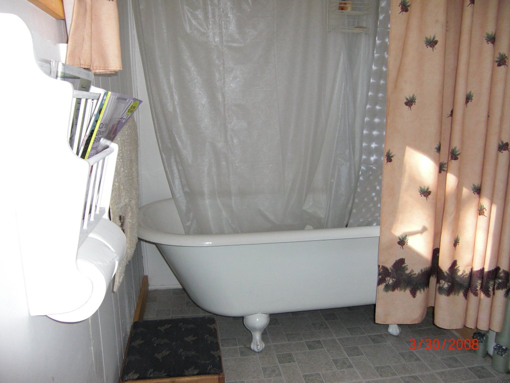 Tub / Shower | Rangeley Lake, Private Waterfront Cottage | Image #8/9 | 