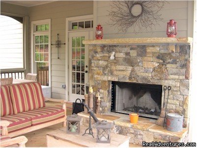 Screen Porch Wood Burning Fireplace | Mountain Vista Home Rental in Big Canoe Resort | Image #3/15 | 