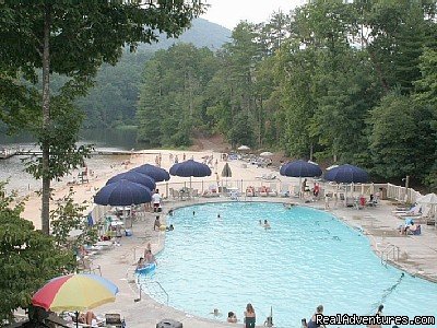 Big Canoe Main Outdoor Pool, Beach, and Volleyball | Mountain Vista Home Rental in Big Canoe Resort | Image #11/15 | 