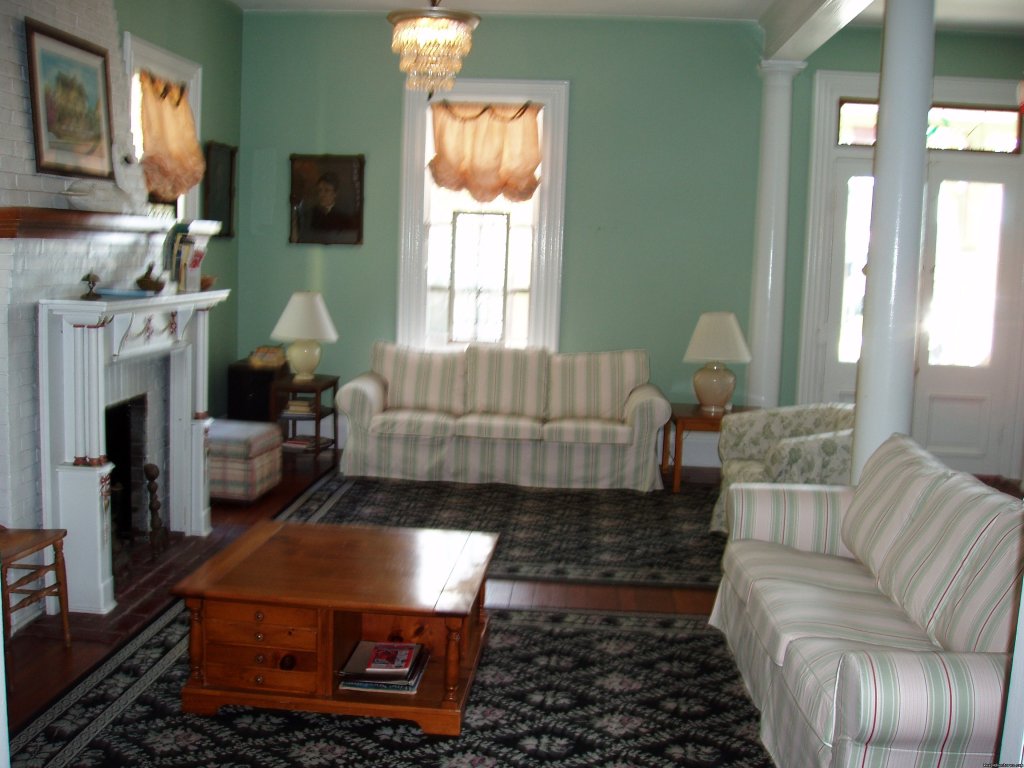 Expansive living room has dv and dvd, gas fireplace | Rent a Victorian B&B, 2 blocks to the beach | Image #4/7 | 