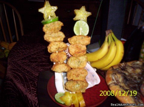 Skewered Bahamian Conch fritters | A Taste of Barbados 7 Days 6 Nights Culinary Tour | Image #4/7 | 