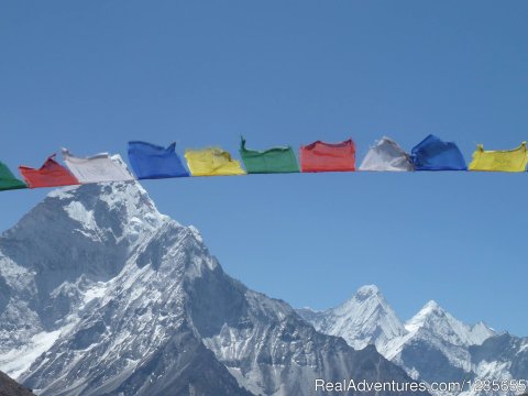 Pry flag with view of Everest range